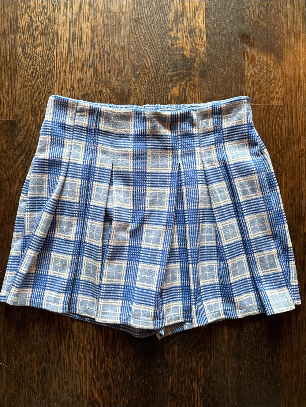 Blue Plaid Pleated Girls Skort